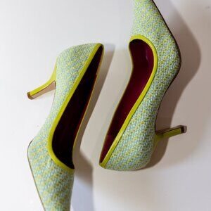 Nine West Vagues Citrus Green Fabric Heels